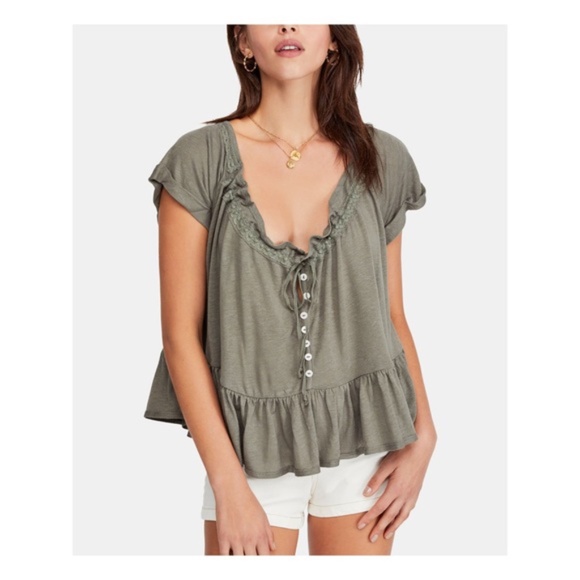 Free People Charlie Olive Green Tee - Picture 3 of 9